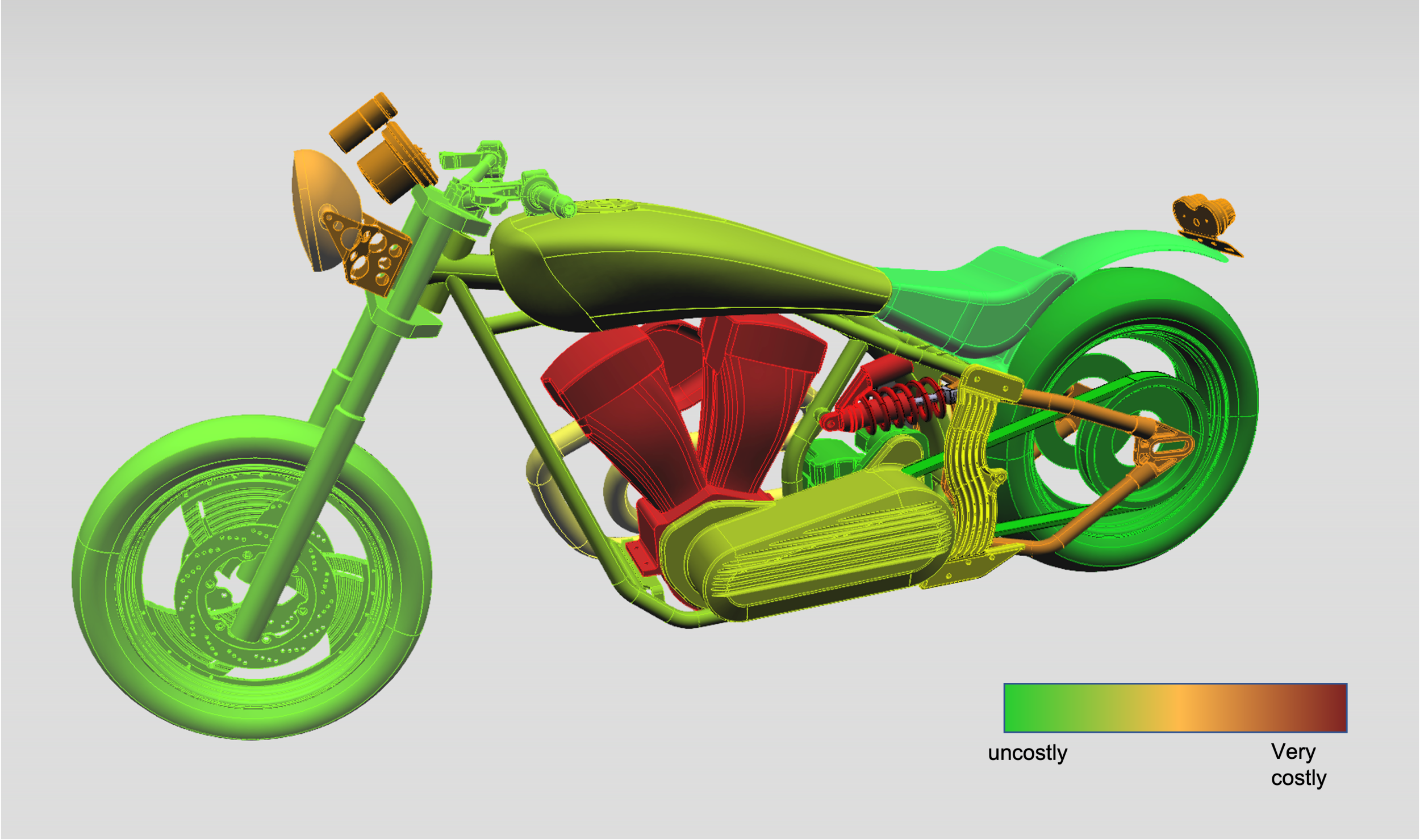 3D model colored by cost structure