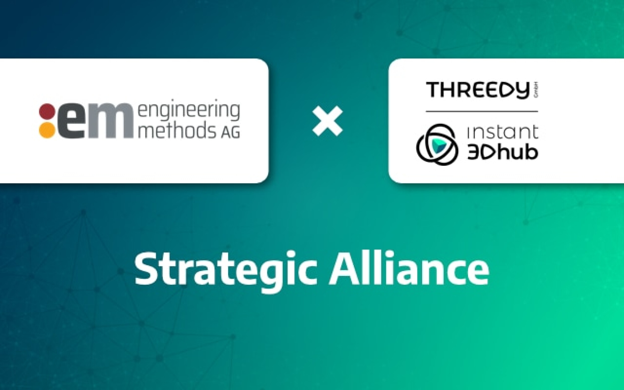 Partnership Graphic with :em and Threedy Logos